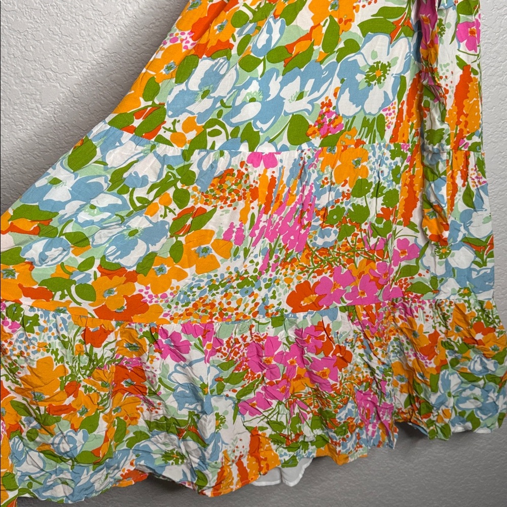 NEW Rails Eliana Day Garden Floral Tiered Midi Dress Sz Small Bump Friendly - Picture 5 of 7